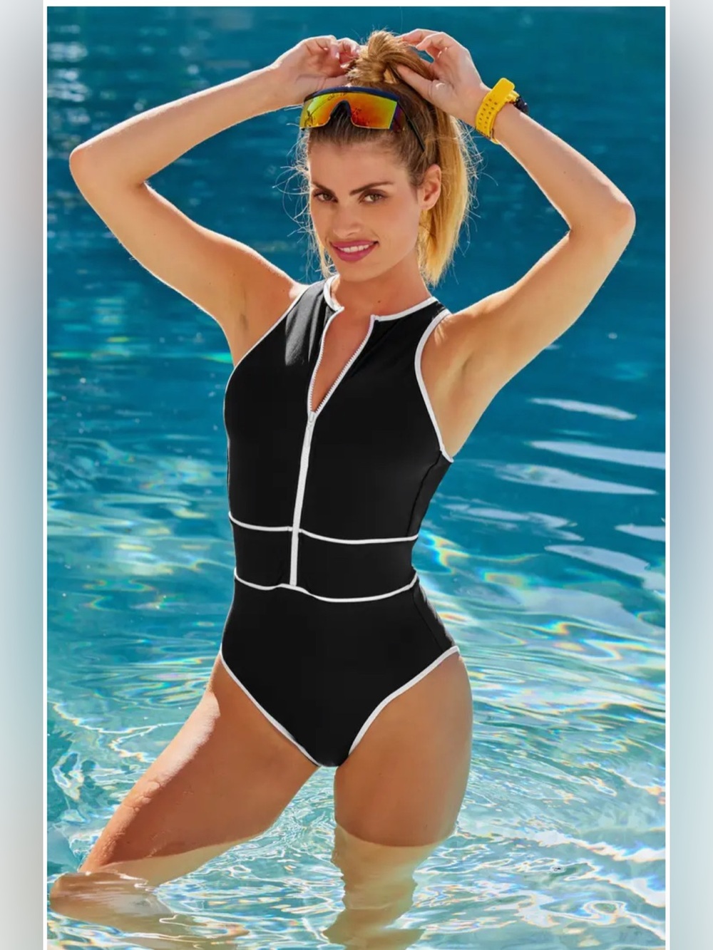 Becca Bali Boho Contrast Binding One-Piece Swimsuit; Size: Small